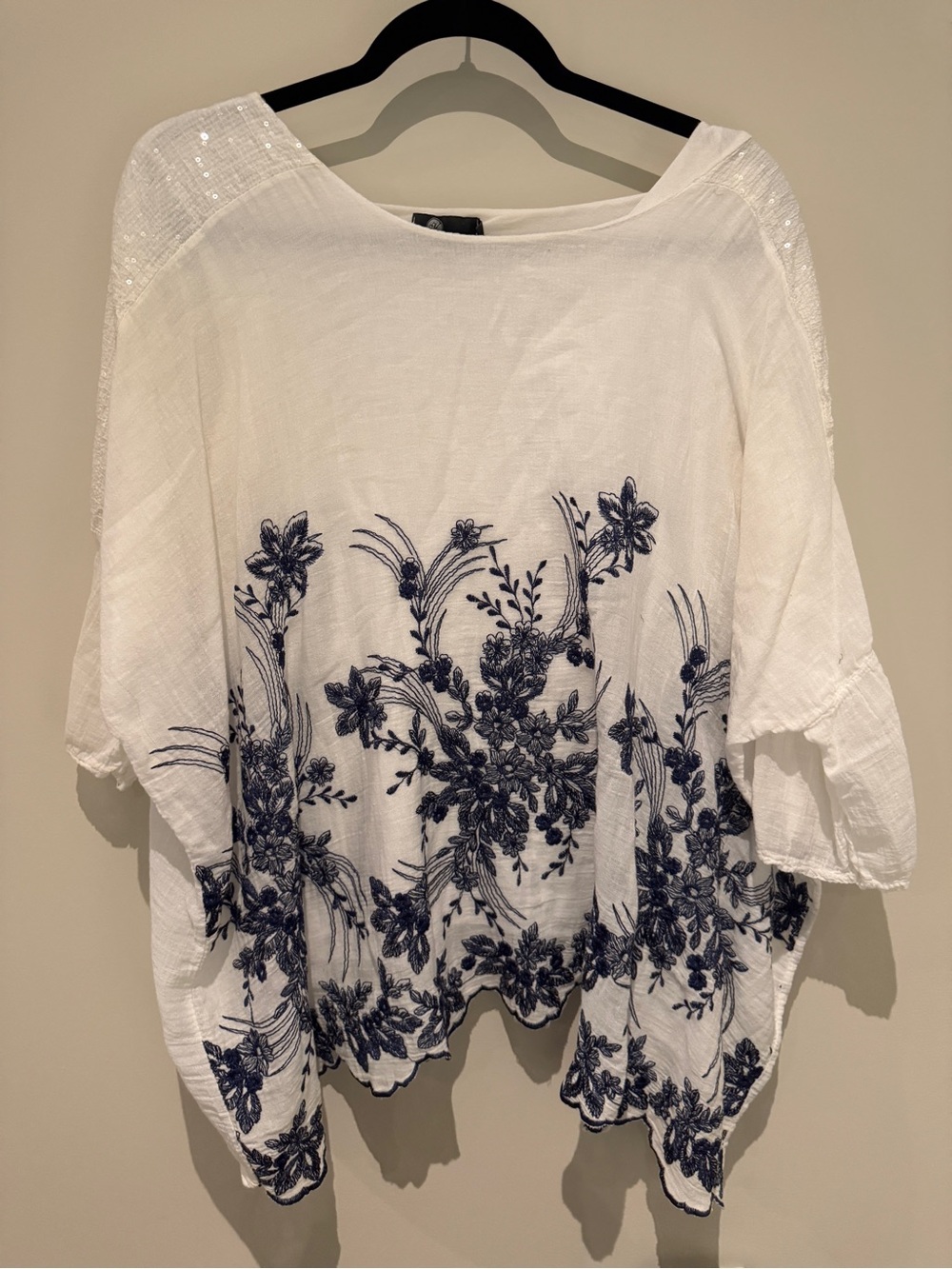 Made in Italy White Cotton Embroidered Tunic Top Boho Coastal M
